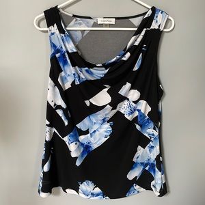 Calvin Klein Womens Large Scoop Neck Sleeveless Blouse